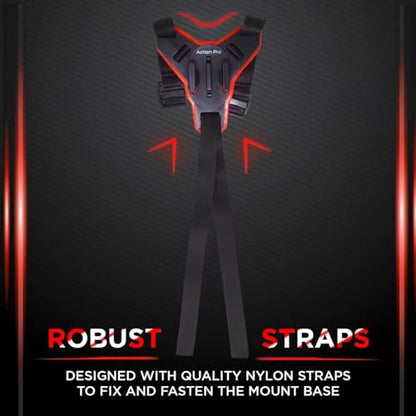 Action Pro™ Motorcycle Helmet Chin Strap Mount Compatible with GoPro Hero 12, 11, 10, 9, 8, 7, (2018), 6, Hero Black, Insta 360, Session, Xiaomi Yi, SJCAM (Red) - color: Red 2.0