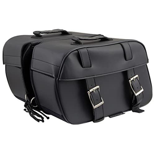 Milwaukee Leather PVC 2-Strap Throw-Over Easy Zip off and off Motorcycle Saddlebags - Medium - color: SH57701ZB-BLACK, size: Medium