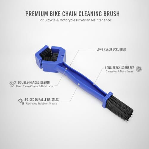 Double-Headed Bike Chain Cleaning Brush for Bicycle & Motorcycle Drivetrain Maintenance, Durable PP Plastic Scrubber for Grease Removal - color: Blue