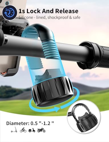 Bike Phone Holder, Motorcycle Phone Mount [No Block Camera] [Anti-Shake Design] [Silicone Wrapped] Handlebar Cell Phone Mount for Bike/Scooter/ATV, Fits iPhone 17/16/15/14/13 Pro Max & 4.7"-7" Phones