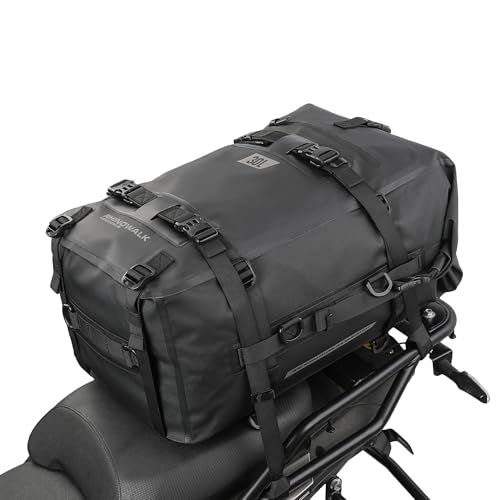 Waterproof Motorcycle Tail Bag 30L Motorbike Rear Rack Storage Bag Saddle Pannier for Touring Adventure Commuting Black - size: 30L