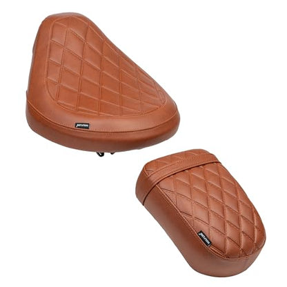 Motorcycle Rider & Passenger Comfort Seat Fit for Rebel 1100 CMX1100 2021 2022 2023 2024 2025 2026, Front Rear Solo Saddle Back Cushion Pillion Pad, Brown Embossing - color: Front & Rear - Brown-B