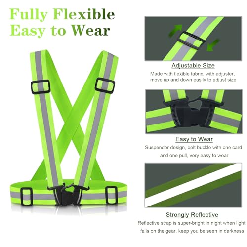 Reflective Vest Running Gear, 2Pack High Visible Safety VES for Cycling Jogging Running Walking, Adjustable for Men Women - color: Green+Pink