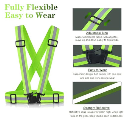 Reflective Vest Running Gear, 2Pack High Visible Safety VES for Cycling Jogging Running Walking, Adjustable for Men Women - color: Green+Pink