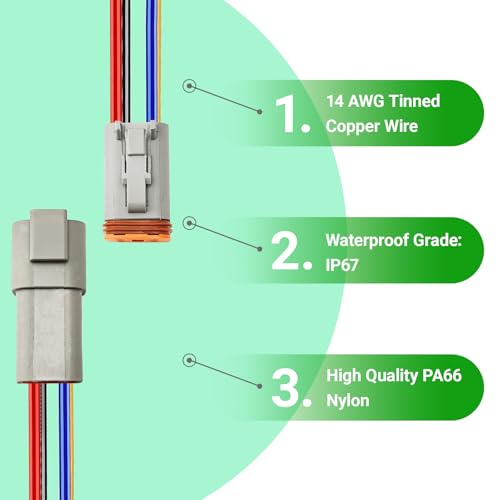 14 AWG 4 Pin DT Connector, 4 Wire Automotive Waterproof Electrical Connectors, 14 Gauge Male and Female Quick Connect Harness for Car Truck Boat -4 Pack - style: 4 Pin