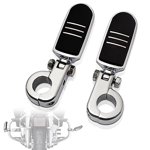 FOVPLUE 1.25" Highway Footpegs, Adjustable Footrest w/Mounting P-Clamps for Harley Touring Softail Dyna Sportster Honda Kawasaki Suzuki Yamaha Indian Victory with 1-1/4" Engine Guard/Tubing, Chrome#1 - color: Chrome