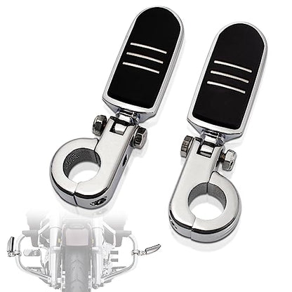 FOVPLUE 1.25" Highway Footpegs, Adjustable Footrest w/Mounting P-Clamps for Harley Touring Softail Dyna Sportster Honda Kawasaki Suzuki Yamaha Indian Victory with 1-1/4" Engine Guard/Tubing, Chrome#1 - color: Chrome