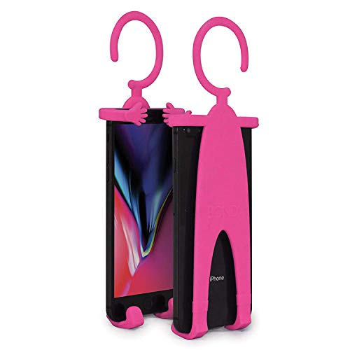 Bondi Plus Flex Phone Holder and Stand - Adjustable Flexible Silicone Case Hanging Mount for Car Bike and Desk up to 6.75" Large Cell Phones - iPhone Xs XR 11 SE - Samsung Galaxy S10 S20 - Pink - color: Pink
