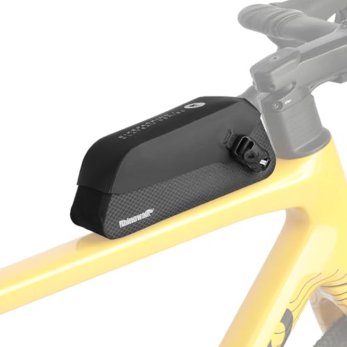 Rhinowalk Bike Top Tube Bag Waterproof IPX4 Magnetic Closure Frame Pouch for Road & MTB Slim Fit (Size 0.6L) - color: Black Toptube Bag, size: 0.6L