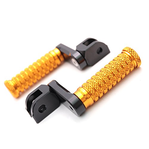 MC MOTOPARTS POLE Gold CNC 40mm Extension Riser Front Foot Pegs Compatible with YZF R3 2015-2017 - color: Gold, size: 40 mm Extension
