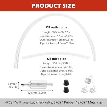 Brake Bleeder Hose Kit, 4 Pcs One Way Check Valve Bleeding Tubes with Rubber & Metal Clips, Fluid Bleeder Kit for Car Motorcycle Brake and Clutch Hydraulic System Bleeding, 4mm and 5.5mm ID
