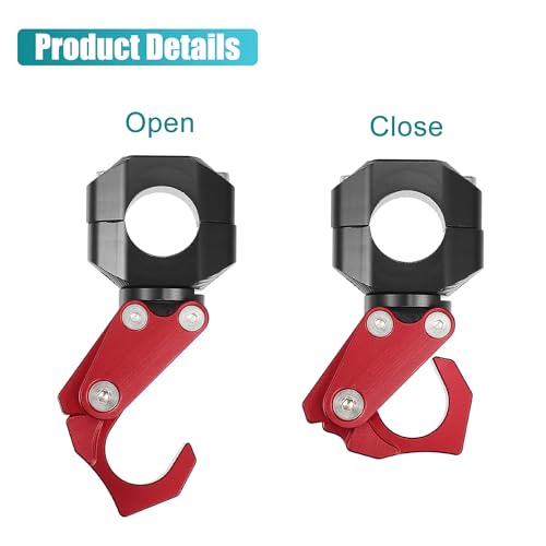uxcell Motorcycle Handlebar Hook Aluminum Alloy Helmet Gloves Hanger Luggage Hanger for Honda ADV150 2023 W/Hexagonal Screws and Wrench Red
