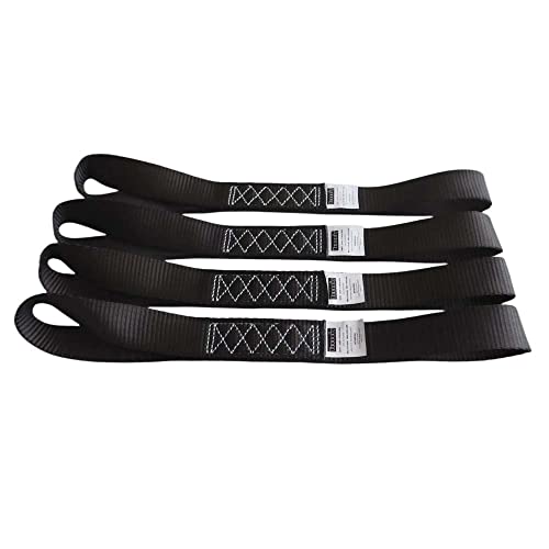 Soft Loop Tie Down Straps (4PK) Black Breaking Strength 10,000 LBS Heavy Duty 1.5 inch x 18 inch Motorcycle Soft tie Downs for UTV, ATV, Bicycle and Railer - color: Black