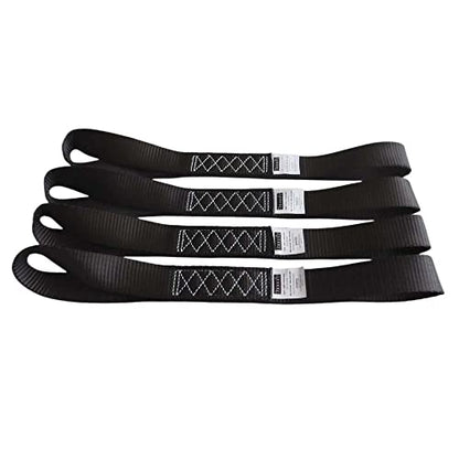 Soft Loop Tie Down Straps (4PK) Black Breaking Strength 10,000 LBS Heavy Duty 1.5 inch x 18 inch Motorcycle Soft tie Downs for UTV, ATV, Bicycle and Railer - color: Black