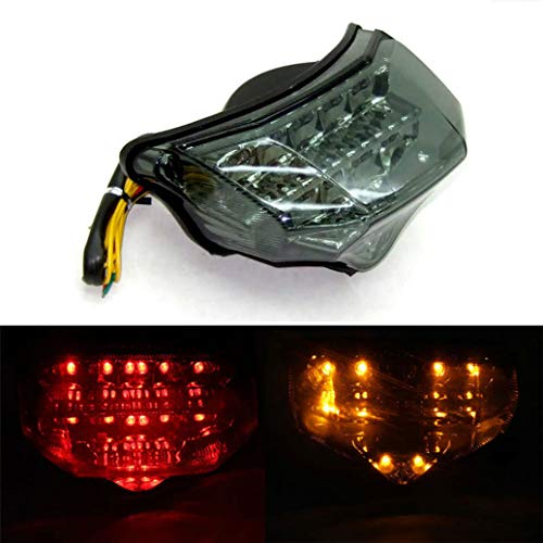 MZS Motorcycle Tail Light LED Integrated Turn Signal Blinker Smoke Compatible with FZ6 FZ-6 FAZER FZ600 2004 2005 2006 2007 2008 2009 - size: FZ6/FZ600