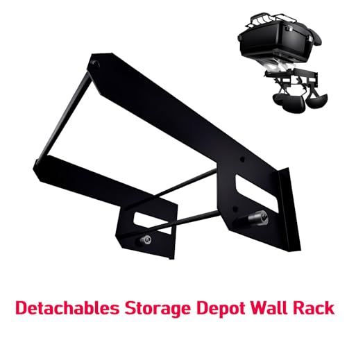 Harley Wall Mount Storage Rack, Black Metal Garage Detachables Storage, Wall Rack for Tour Pack Pak Trunk Luggage Racks, Fits for Harley Touring Electra Street Glide Road King