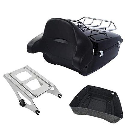 TCMT King Motorcycle Trunk Box Backrest Luggage Rack 2 Up Mounting Rack Fit for Harley 2014-2025 Touring CVO Road King Road Glide Street Glide Electra Glide Pack - color: Style B Chrome 2 Up Rack#2