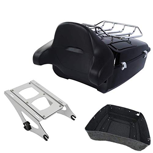 TCMT King Motorcycle Trunk Box Backrest Luggage Rack 2 Up Mounting Rack Fit for Harley 2014-2025 Touring CVO Road King Road Glide Street Glide Electra Glide Pack - color: Style B Chrome 2 Up Rack#2