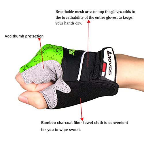 Men & Women Cycling Gloves - 5mm Padded Half Finger Breathable Mountain & Road Biking Gloves - color: Green-b, size: Small