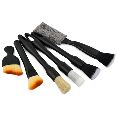 6PCS Car Interior Detailing Brush Set, Ultra Soft Boars Bristle Detailing Brushes for Cleaning Interior or Exterior, Emblem, Wheels, Air Vent, Leather Seats, Car Accessories for Truck, SUV