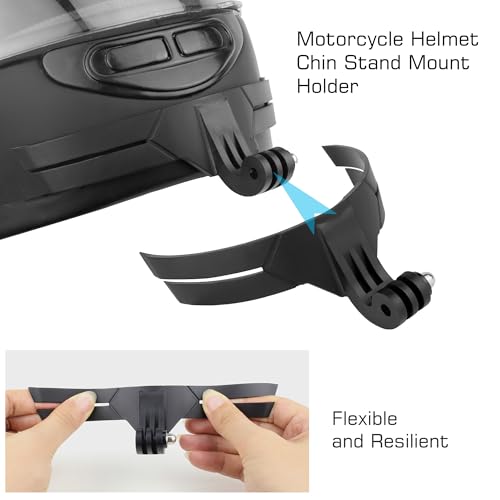 GEPULY Windslayer Helmet Chin Mount for Vlogger Motorcycle Camera Mount | Wind Foam For Hero13-9 Cuts Noise,Extension Adapter Adjusts POV,Bendable Fits Any Full-Face Helmet,High-Speed Recording Ready