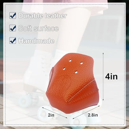 100% Real Cowhide | Toe Cap Guard Protectors | Roller Skate Derby Speed 1 Pair(Brown) - color: Brown