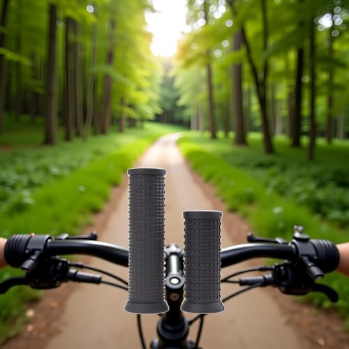 2PCS Bike Long/Short Handlebar Grips for Twising Shifter, Shockproof Anti Slip for MTB Parts, Cycling Parts and Components Anti Slip Soft Rubber Handlebars, Headsets and Stems(Black)