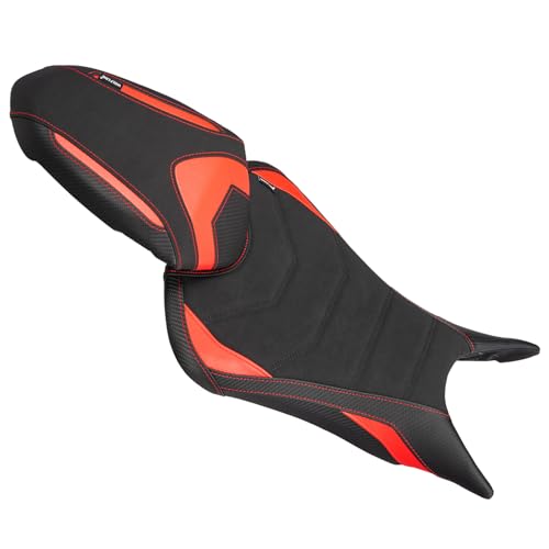 Motorcycle Rider & Passenger Seat Fit for Triumph Street Triple 765 R/RS 2023 2024 2025 2026, Leather Front Rear Saddle Solo Cushion Pillion Pad, Red - color: Red - Front & Rear