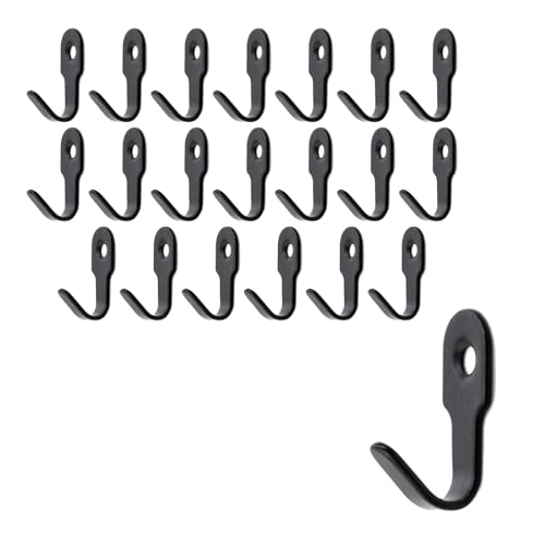 Oedema 20Pcs Wall Hooks Stainless Steel Wall Mount Black J Hooks for Hanging Mirror Picture Coats Clothes Keys Bath Tower - style: Black,20 Pcs
