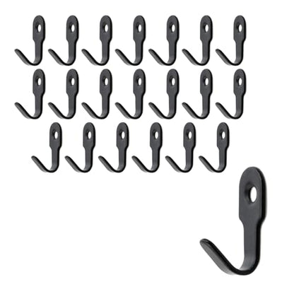 Oedema 20Pcs Wall Hooks Stainless Steel Wall Mount Black J Hooks for Hanging Mirror Picture Coats Clothes Keys Bath Tower - style: Black,20 Pcs