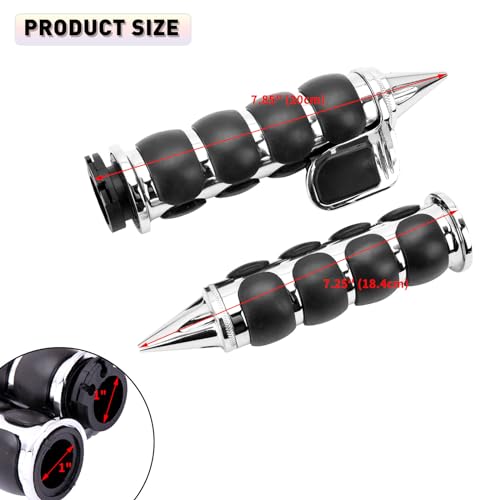 DREAMIZER 25.4MM Motorcycle Handlebar Grips 1 inch Compatible with Honda Shadow Spirit 750 Valkyrie Fury VTX1300 VTX1800 VT400 VT750 VT1100 - Smooth - style: Piont-chrome With Big Throttle