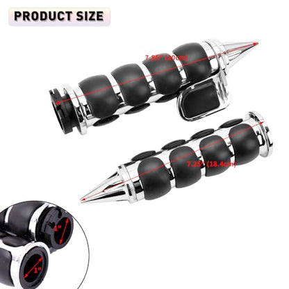 DREAMIZER 25.4MM Motorcycle Handlebar Grips 1 inch Compatible with Honda Shadow Spirit 750 Valkyrie Fury VTX1300 VTX1800 VT400 VT750 VT1100 - Smooth - style: Piont-chrome With Big Throttle