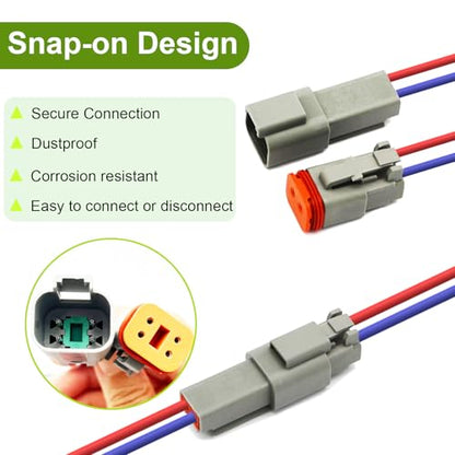 2 Pin Deutsch Connectors Kit 8 Sets, Gray DT Connector Kit, 2 Wire Automotive Electrical Waterproof Connectors with 32pcs Shrink Tubing Kit 22-16AWG - size: 22-16AWG 8Set DT