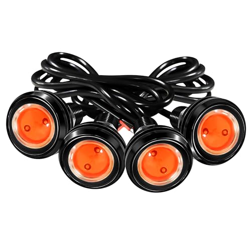 4Pcs 23mm DC 12V Black shell Eagle Eye Cob LED Car Fog DRL Daytime Running Light Backup Reverse Tail Rock Lights Headlights Signal Lamp Small bulb use for car and motorcycle (Pink) - color: Pink
