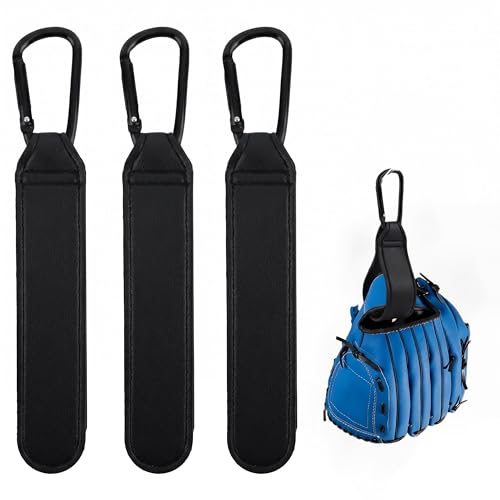 3 PCS Adjustable Baseball Glove Clip for Hanging Bags, Sports Gear Holder with Loops for Drying & Equipment Storage