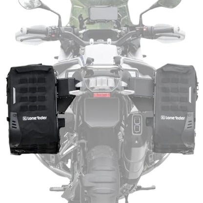 Lone Rider 38L Semi-Rigid Rackless Motorcycle Saddle Pannier Bag for BMW Motorcycle - 100% Waterproof, Dustproof Luggage with Quick Release, Safer than Hard Cases - No Racks Needed - style: 38 L