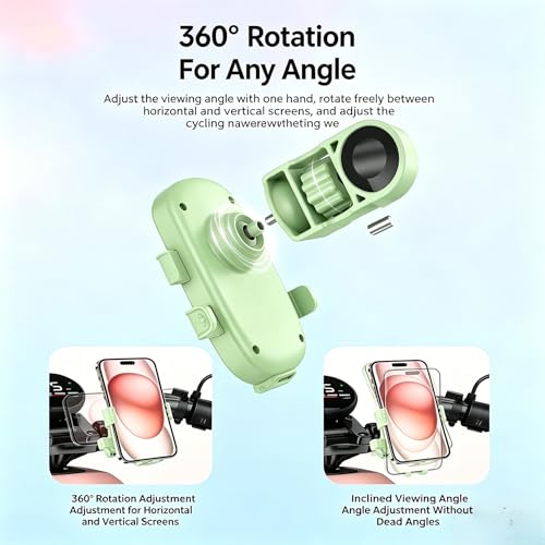 Bike Phone Holder,360° Rotation,Motorcycle Phone,Mount for 4.7-7.2" Devices,Universal Bicycle Phone,Mount for iPhone & Android on Scooter,Mountain Bike,Golf Cart - color: matcha green