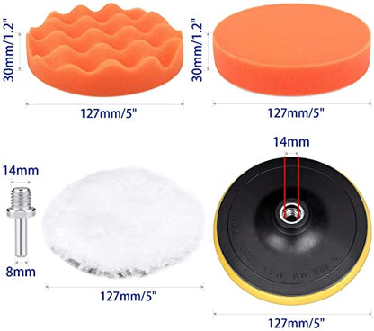 5 Inch Buffing and Polishing Pad Kit 11 PCS with Drill Adapter - size: 5Inch-11PCS