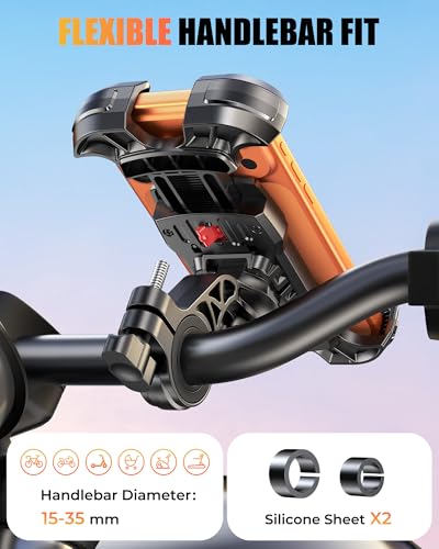 Zewdov Bike Phone Mount [Secure Grip][Anti-Drop], Upgrade Bike Phone Holder [1s Stable Lock], 360° Rotatable Phone Holder for Mountain Bike/ATV, Fits for iPhone/Samsung 4.7-6.9", Screw Mount