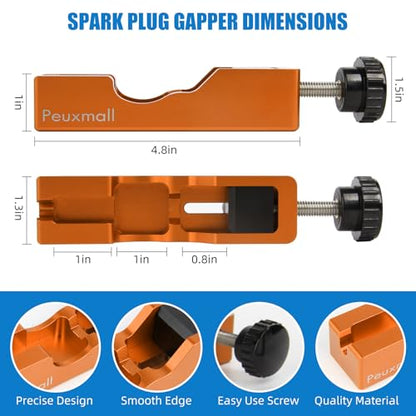 Spark Plug Gap Tool, Spark Plug Gapping Tool with 32 Blade Steel Feeler Gauge, Universal Spark Plug Gap Tool for Most 10mm 12mm 14mm 16mm Spark Plugs (Orange) - color: Orange