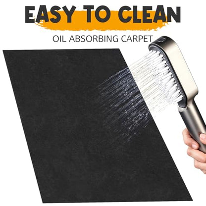 Oil Spill Mat for Garage Floor 2 Pcs 60x36 Inch Absorbent Garage Floor Mats for Under Car Leaks, Reusable Rubber Oil Drip Pad with Waterproof Backing, Washable Non Slip Driveway Protector