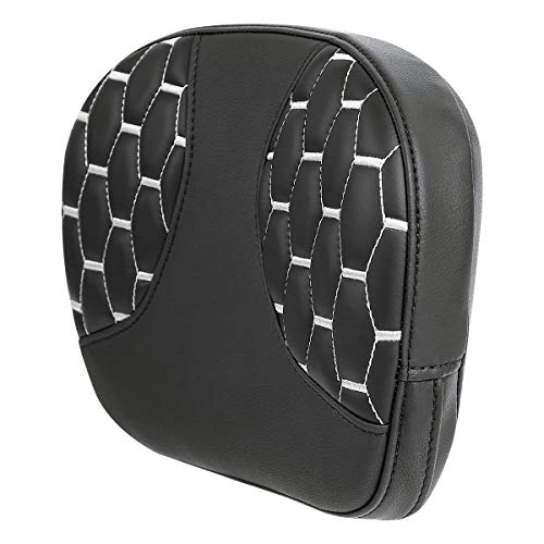C.C. RIDER Sissy Bar Backrest Pad Fit For Harley Touring Road King Road Glide 1997-2022 CVO Street Glide Ultra Classic - color: Grey Stitching, size: Style C