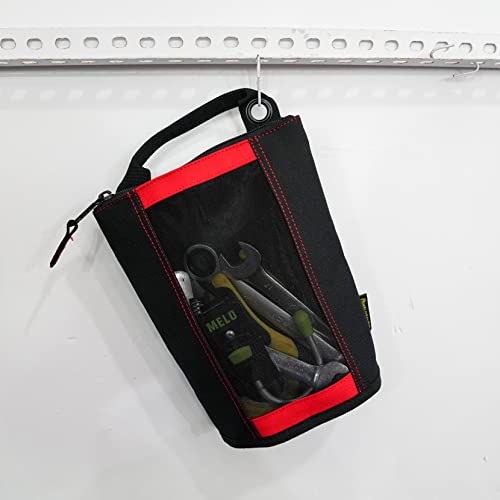 MELOTOUGH Fastener Bag Utility Canvas Zipper Tool Bag Heavy Duty Mesh Window, Hanging Grommets (Red 2 pack） - color: Red color