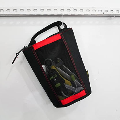 MELOTOUGH Fastener Bag Utility Canvas Zipper Tool Bag Heavy Duty Mesh Window, Hanging Grommets (Red 2 pack） - color: Red color