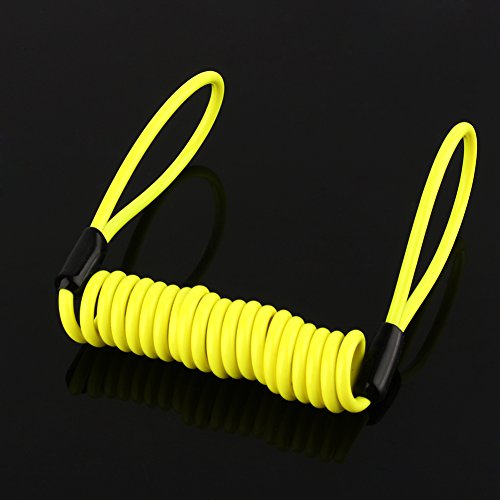 1.2m Motorcycle Reminder Spring Cable, Disc Lock Reminder Cable, Alarm Lock Security Spring Reminder Cable for Scooter Motorcycle Bike Brake Disc, Antitheft on Handlebar, Lemon Yellow