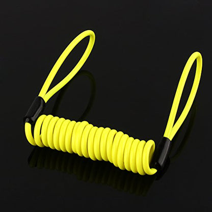 1.2m Motorcycle Reminder Spring Cable, Disc Lock Reminder Cable, Alarm Lock Security Spring Reminder Cable for Scooter Motorcycle Bike Brake Disc, Antitheft on Handlebar, Lemon Yellow