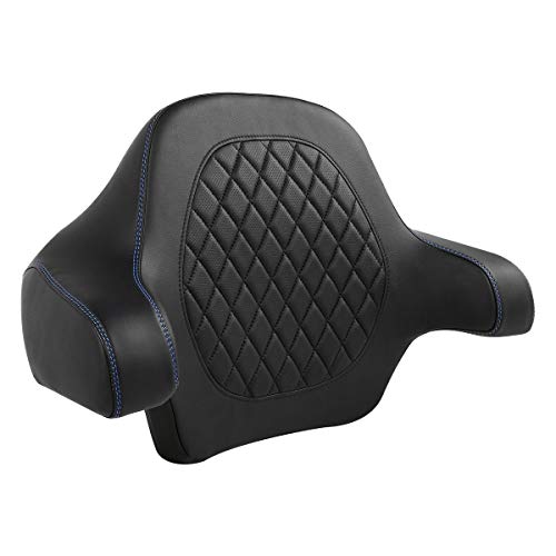 C.C. RIDER Black Diamond Sissy Bar - Wrap-around King Chopped Trunk Backrest Pad fit for Harley Touring Tour Trunk Road King FLHR Street Glide FLHX Road Glide FLTRX 2014-2024 - color: 04# Blue Passenger Backrest