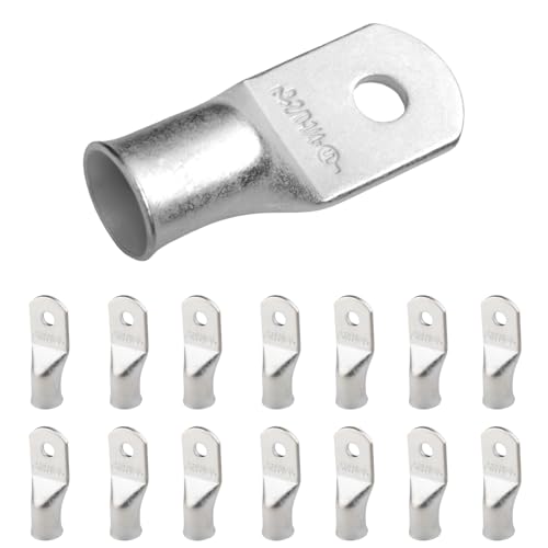 SELTERM 15pcs 2/0 AWG 1/4" Stud UL Marine Grade Battery Terminal Connectors Tinned Copper Battery Cable Lugs 00 Gauge Wire Connectors Electrical Battery Cable Ends Ring Terminals Tinned Copper Lugs - color: Tinned Copper Lugs, size: 2/0 Awg - 1/4" (M6) Ri