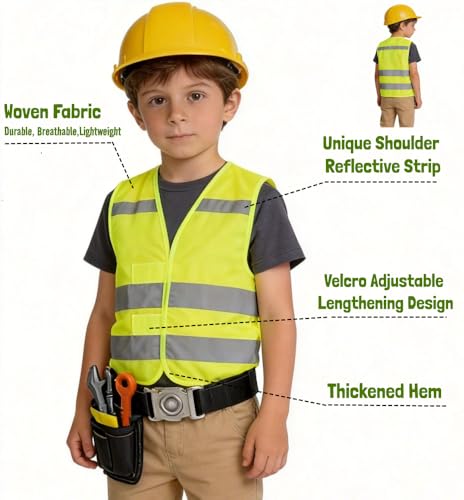 Hi Vis Kids Safety Vest| Lightweight,Adjustable & Comfy |Toddler Safety Vest,Reflective Vest Kids,toddler construction vest for Cycling & Running XS/Y1 - color: Yellow, size: X-Small
