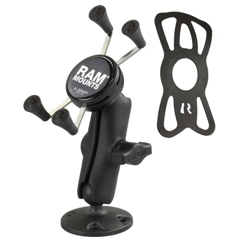 RAM MOUNTS X-Grip Drill-Down Phone Mount – Flat Surface Mount with Medium Arm (RAP-B-138-UN7U)